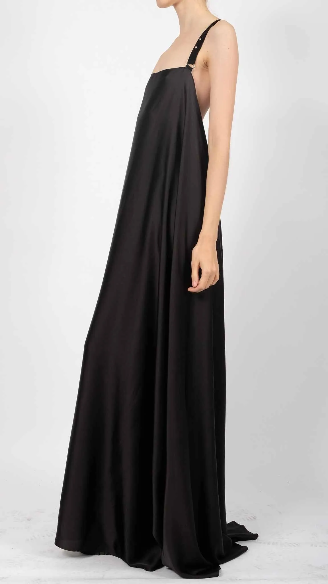 Silk Dress with Leather Straps Maxi