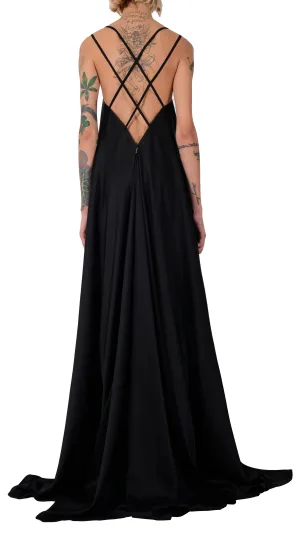 Silk Dress with Open Back