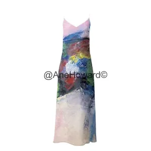 Silk Slip Dress Abstract Splash of Life