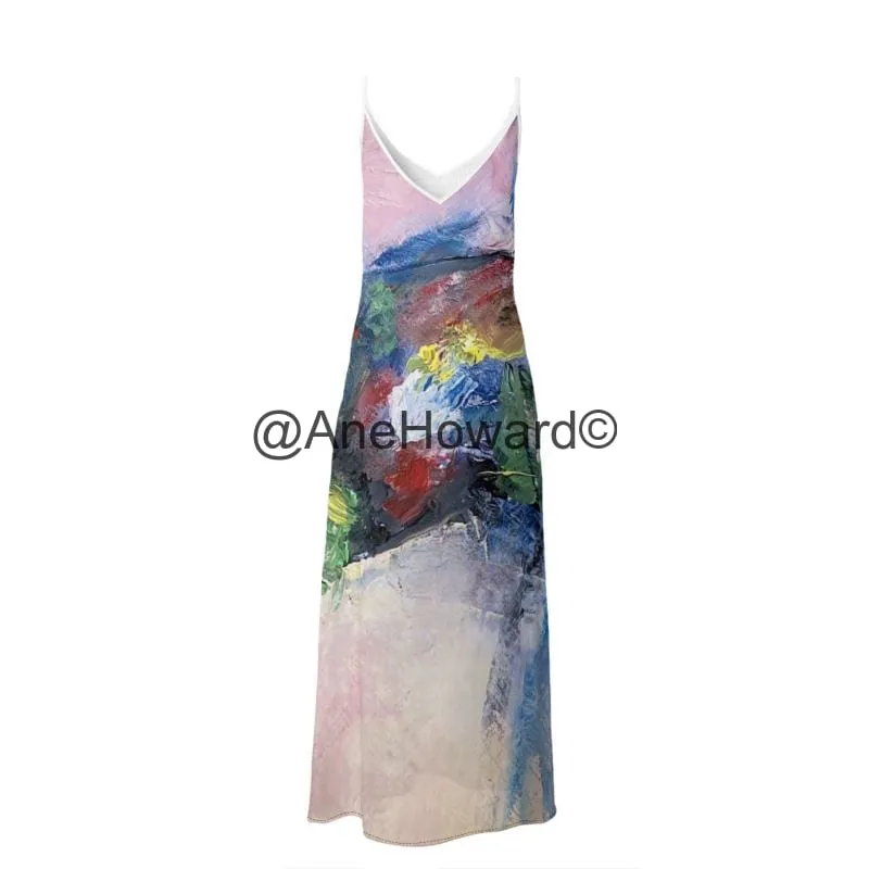 Silk Slip Dress Abstract Splash of Life