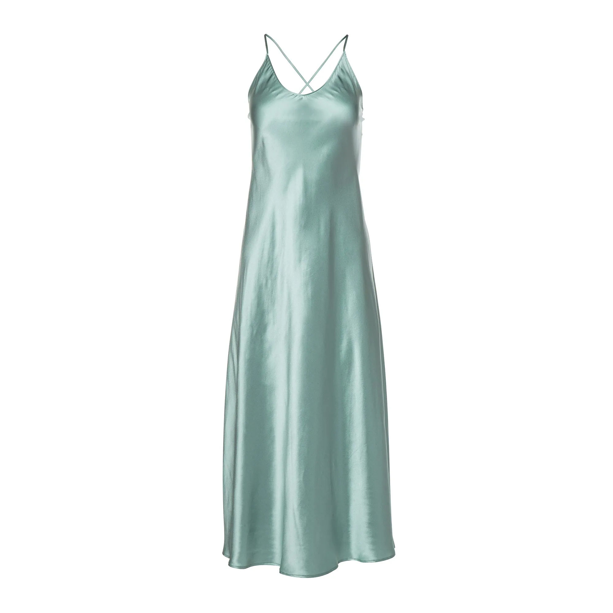 SILK SLIP DRESS "ISABELLA" IN BLUE SLATE