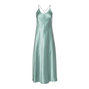 SILK SLIP DRESS "ISABELLA" IN BLUE SLATE