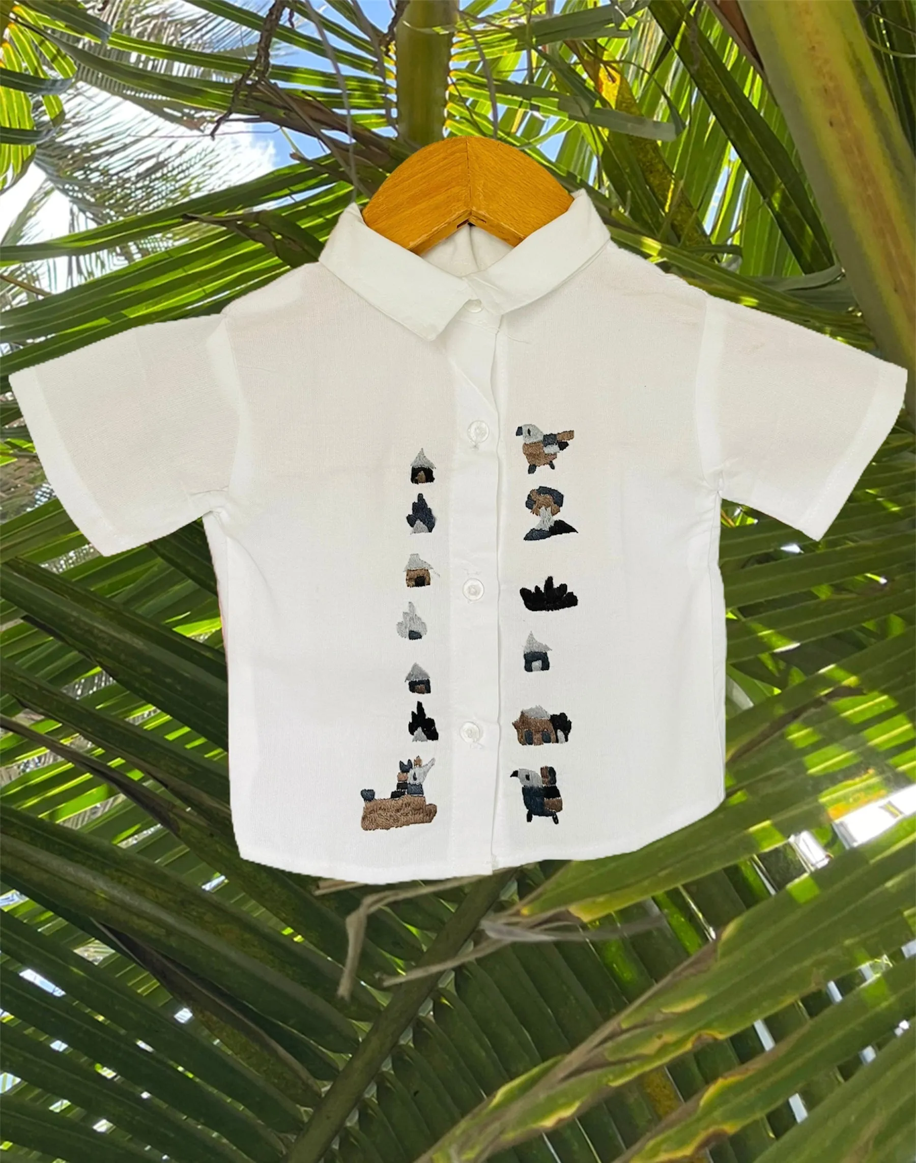 Size 0: 0-3 months Traditional Embroidered Shirts from El Salvador-Camisita bordada