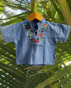 Size 0: 0-3 months Traditional Embroidered Shirts from El Salvador-Camisita bordada