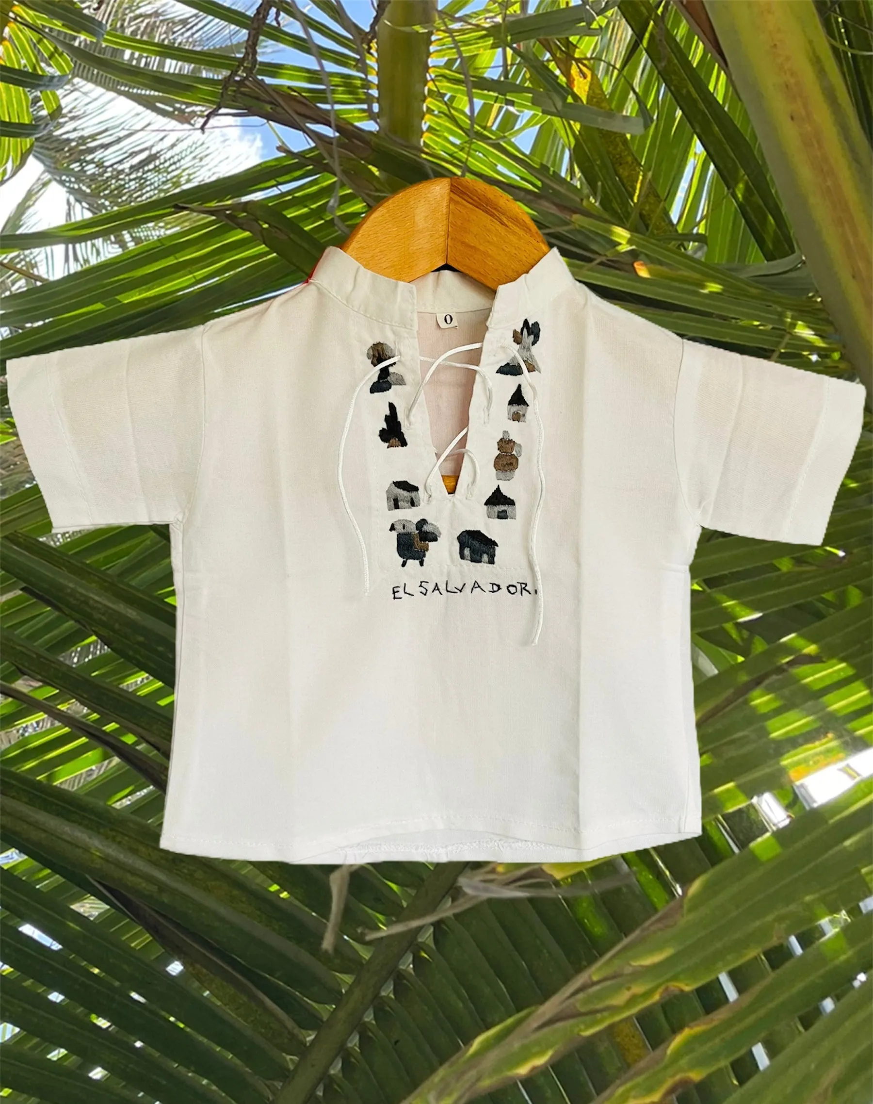 Size 0: 0-3 months Traditional Embroidered Shirts from El Salvador-Camisita bordada
