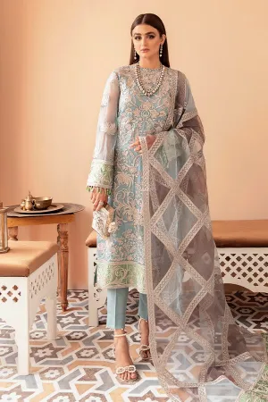 Sky Blue Salwar Kameez with Floral Embroidery #PF341