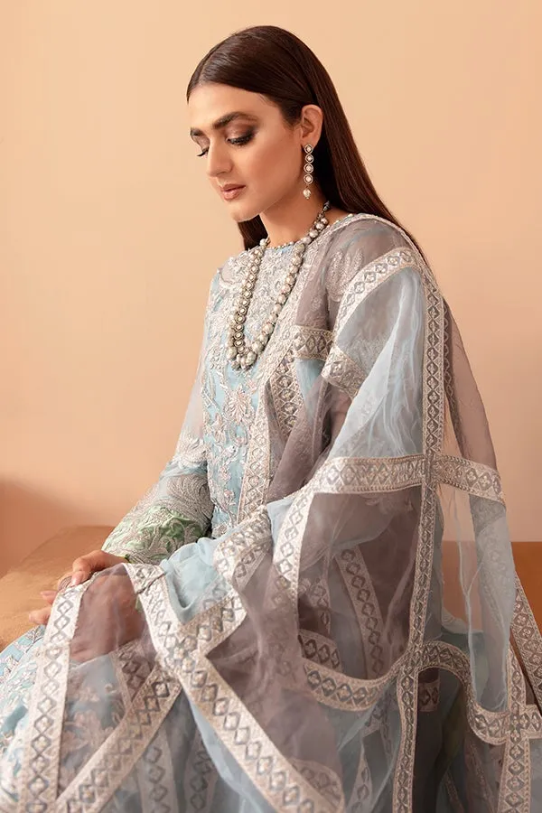 Sky Blue Salwar Kameez with Floral Embroidery #PF341