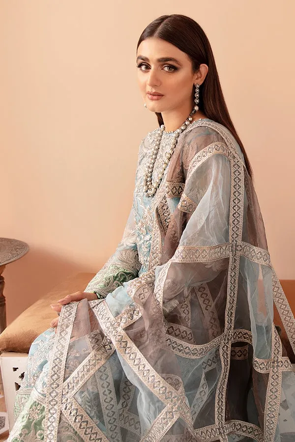 Sky Blue Salwar Kameez with Floral Embroidery #PF341