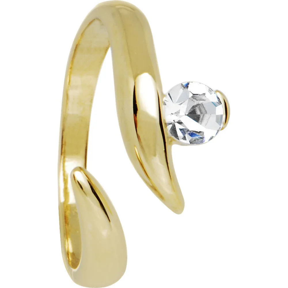 Solid 14kt Yellow Gold Solitaire Cubic Zirconia Toe Ring