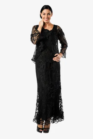 Soulmates D1104 Rose Embroidered Lace Evening Mother Of Bride Jacket Top and Skirt Set