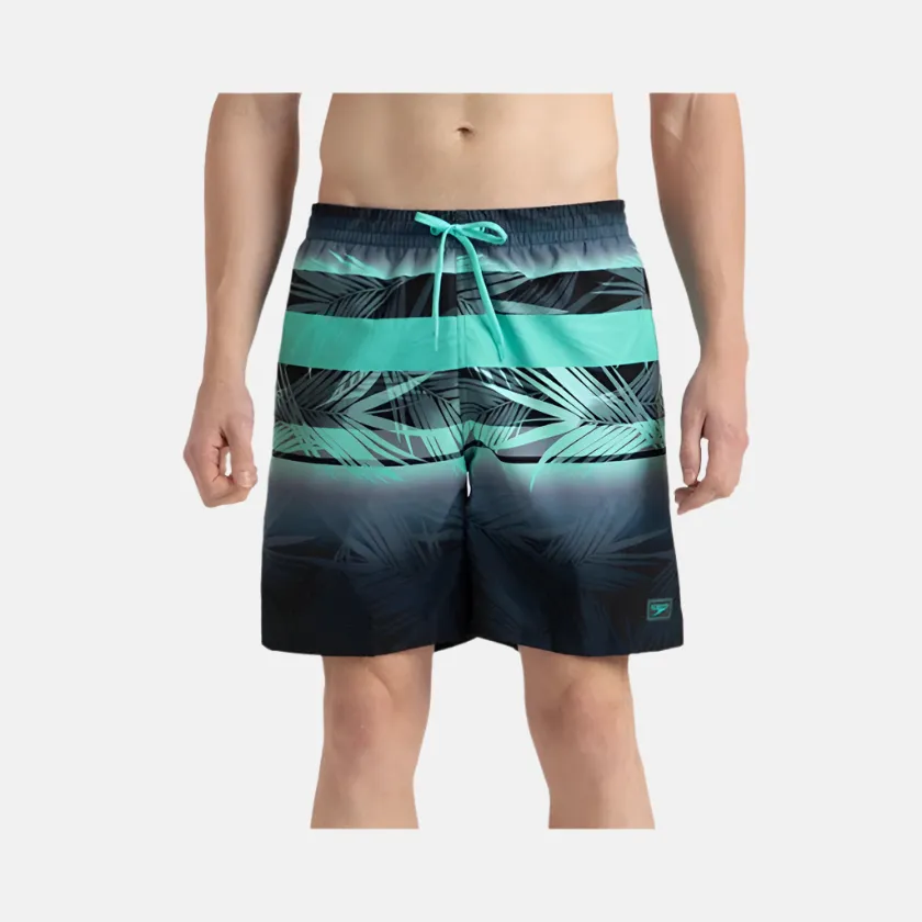 Speedo 4 Way Comfort Stretch Essential Printed Men's Watershorts With Side Pockets-Antracite/Arctic Glass