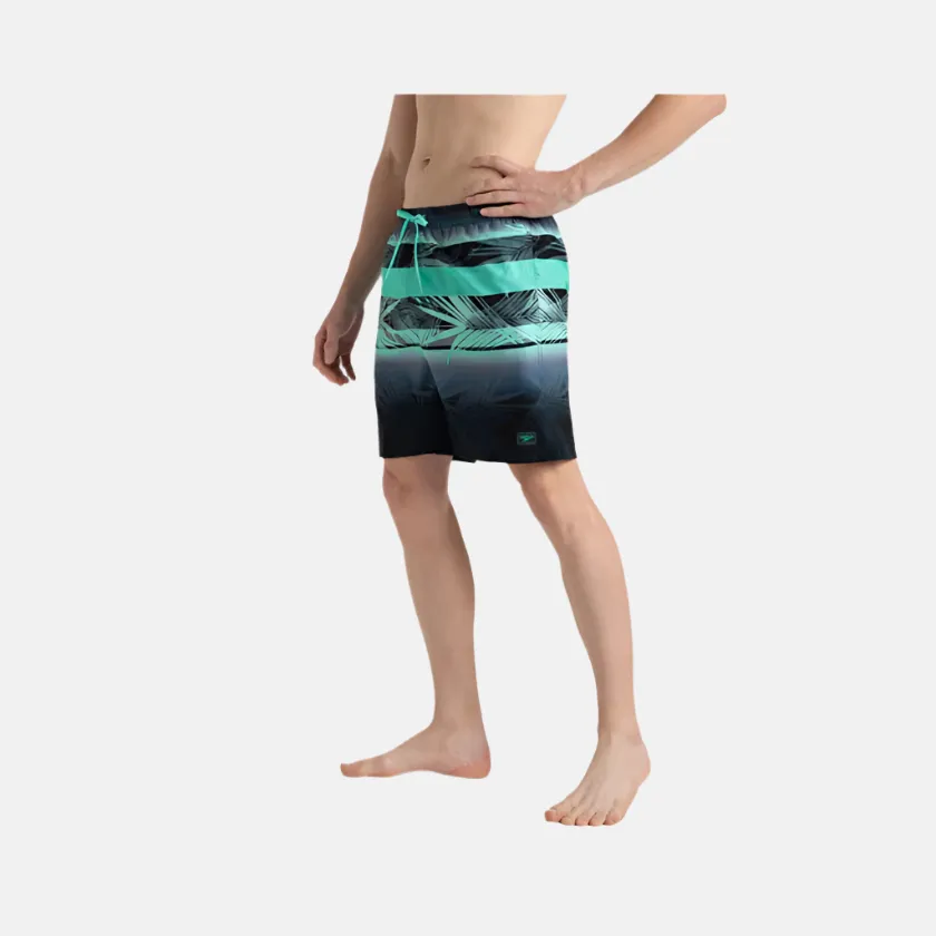 Speedo 4 Way Comfort Stretch Essential Printed Men's Watershorts With Side Pockets-Antracite/Arctic Glass