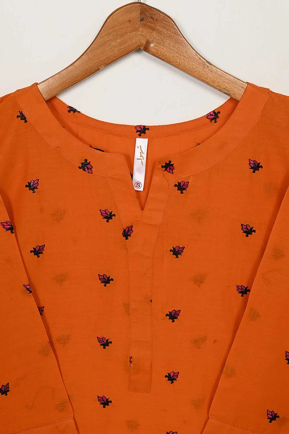 STP-143A-Orange - 2PC COTTON EMBROIDERED STITCHED