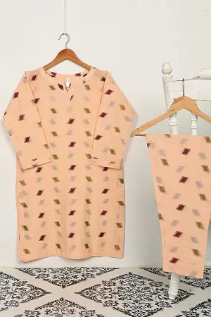 STP-144C-Peach - 2PC COTTON EMBROIDERED STITCHED