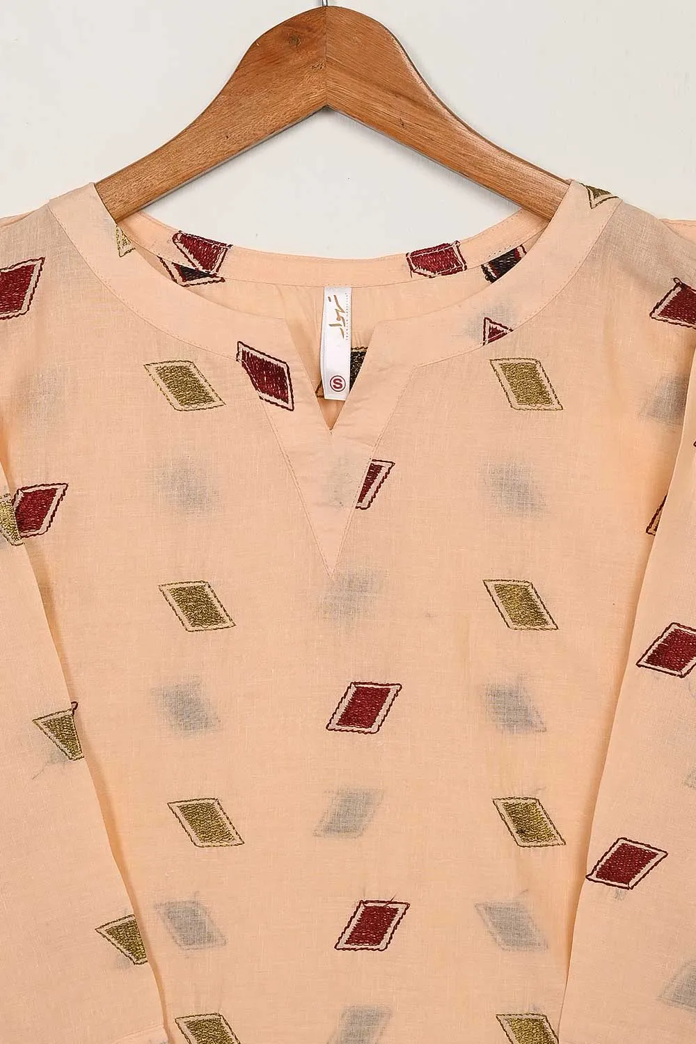 STP-144C-Peach - 2PC COTTON EMBROIDERED STITCHED