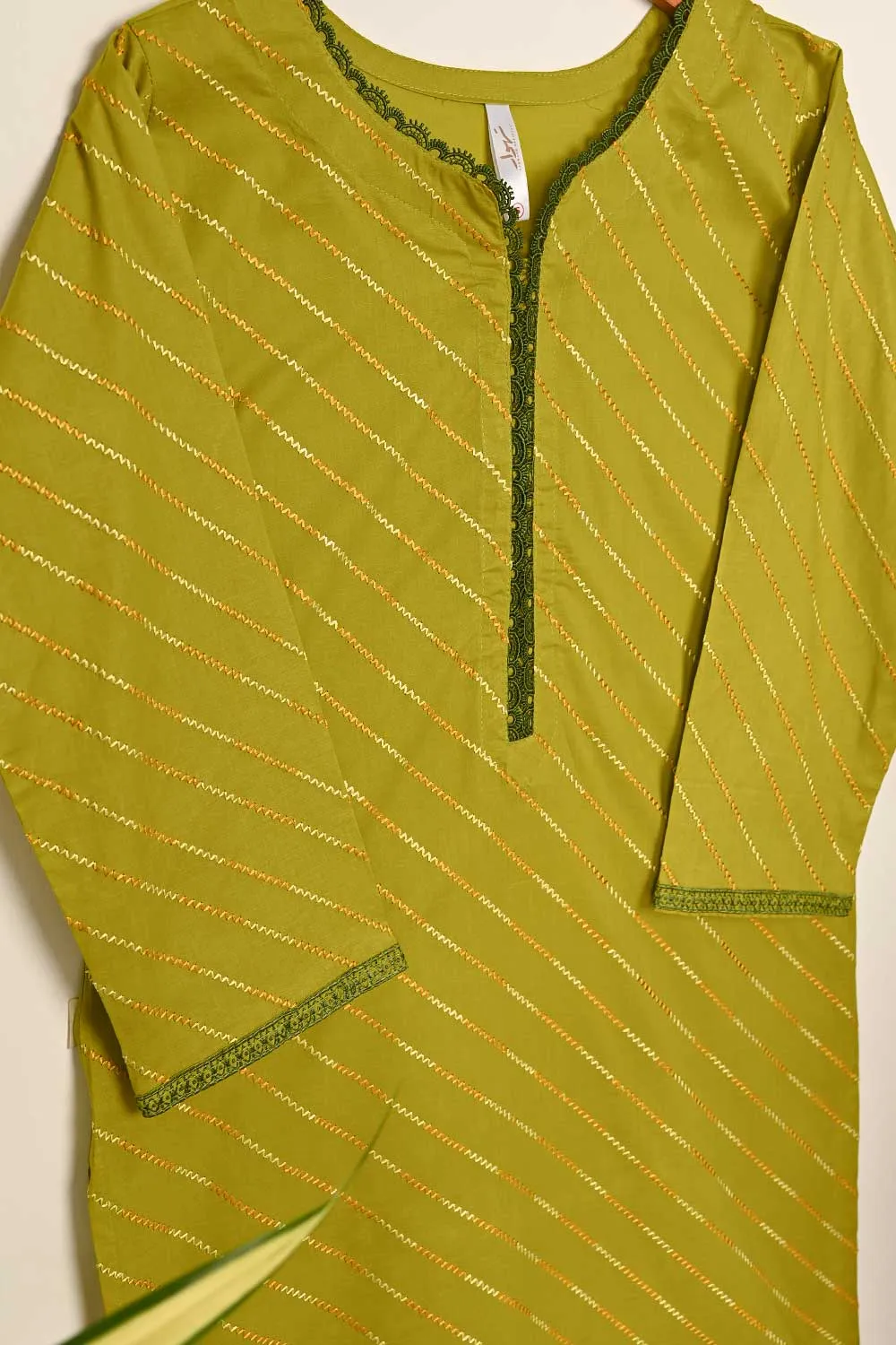 STP-175B-Olive 2PC EMBROIDERED COTTON