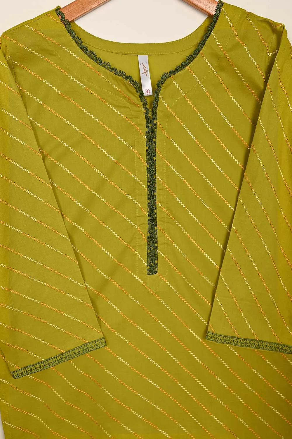 STP-175B-Olive 2PC EMBROIDERED COTTON