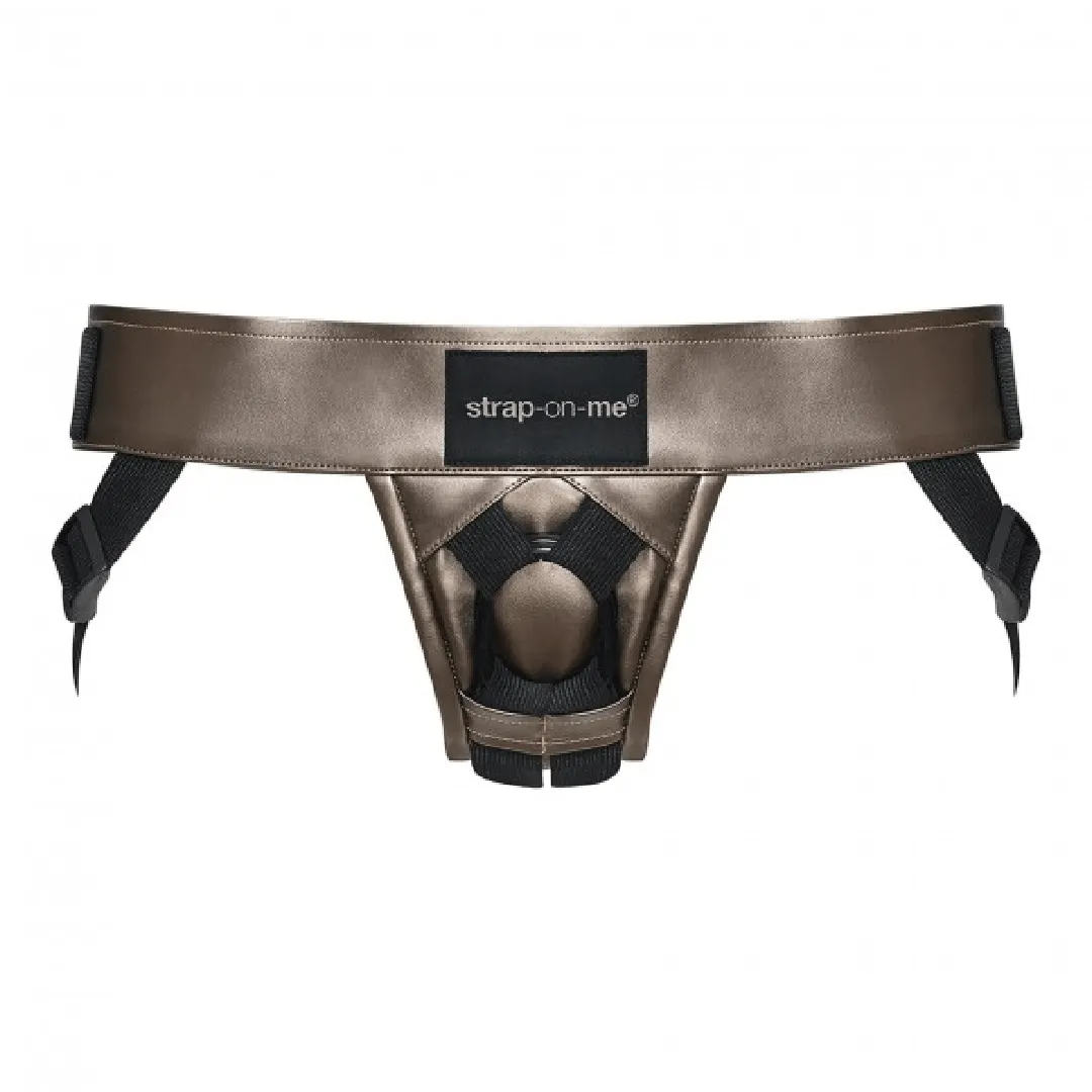 Strap-on-Me Curious Leatherette Harness - Gold