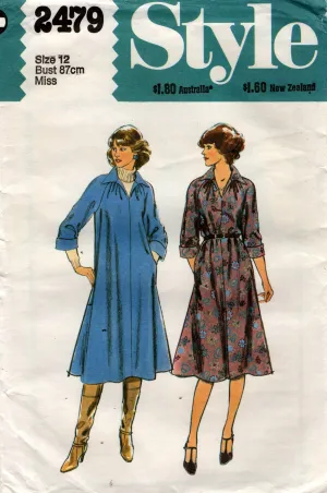 Style 2479 Womens Wide Collar Gathered Shoulder Tent Dress 1970s Vintage Sewing Pattern Size 12 Bust 34 Inches UNCUT Factory Folded