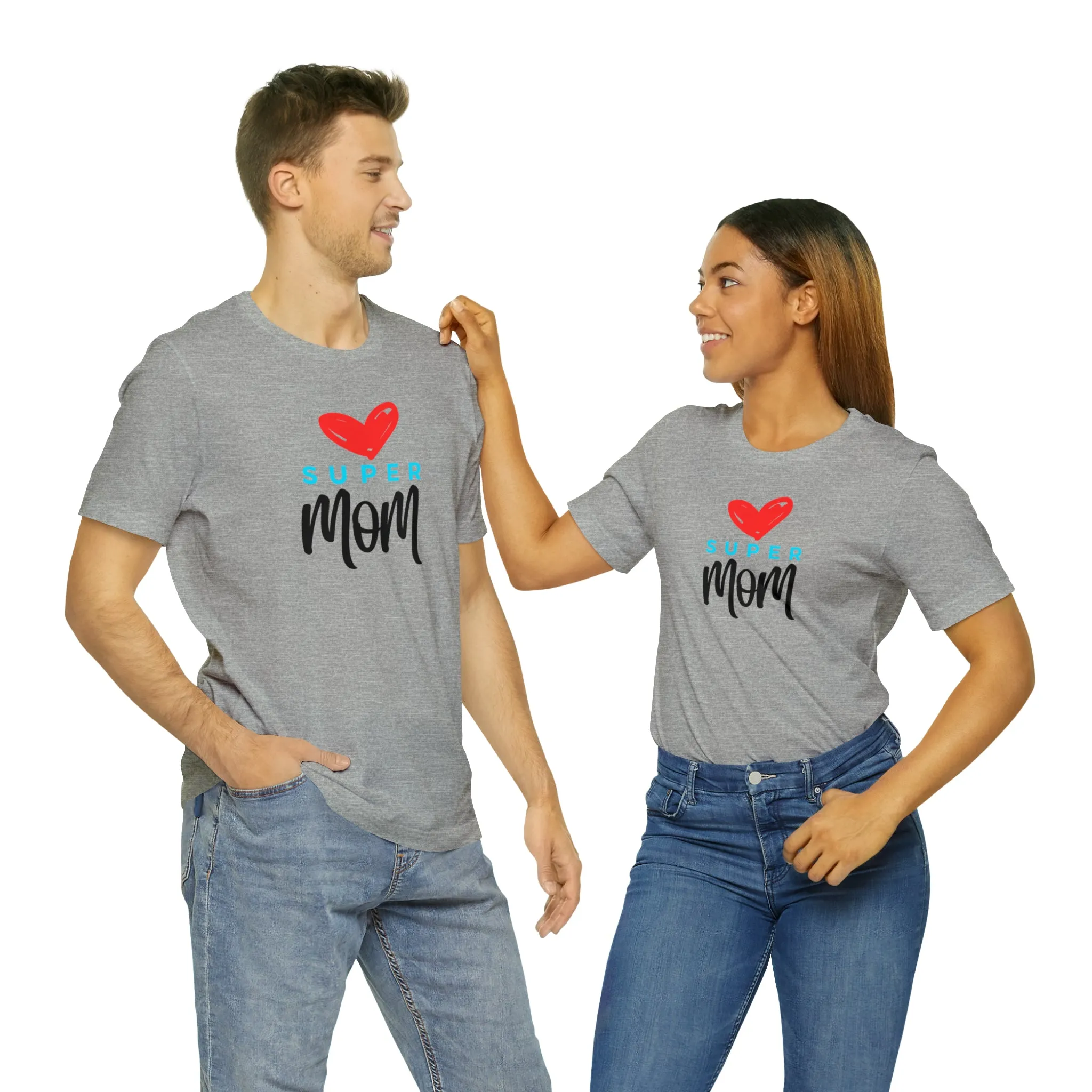 Super Mom Heart T-Shirt | Love You Mom Tee |  Bella Canvas 3001 Unisex |  Mama Short Sleeve Tshirt