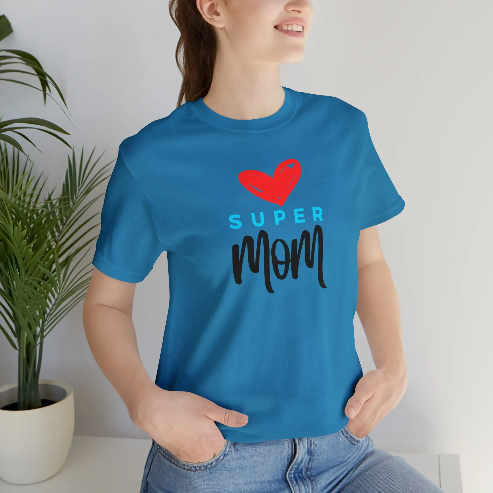 Super Mom Heart T-Shirt | Love You Mom Tee |  Bella Canvas 3001 Unisex |  Mama Short Sleeve Tshirt