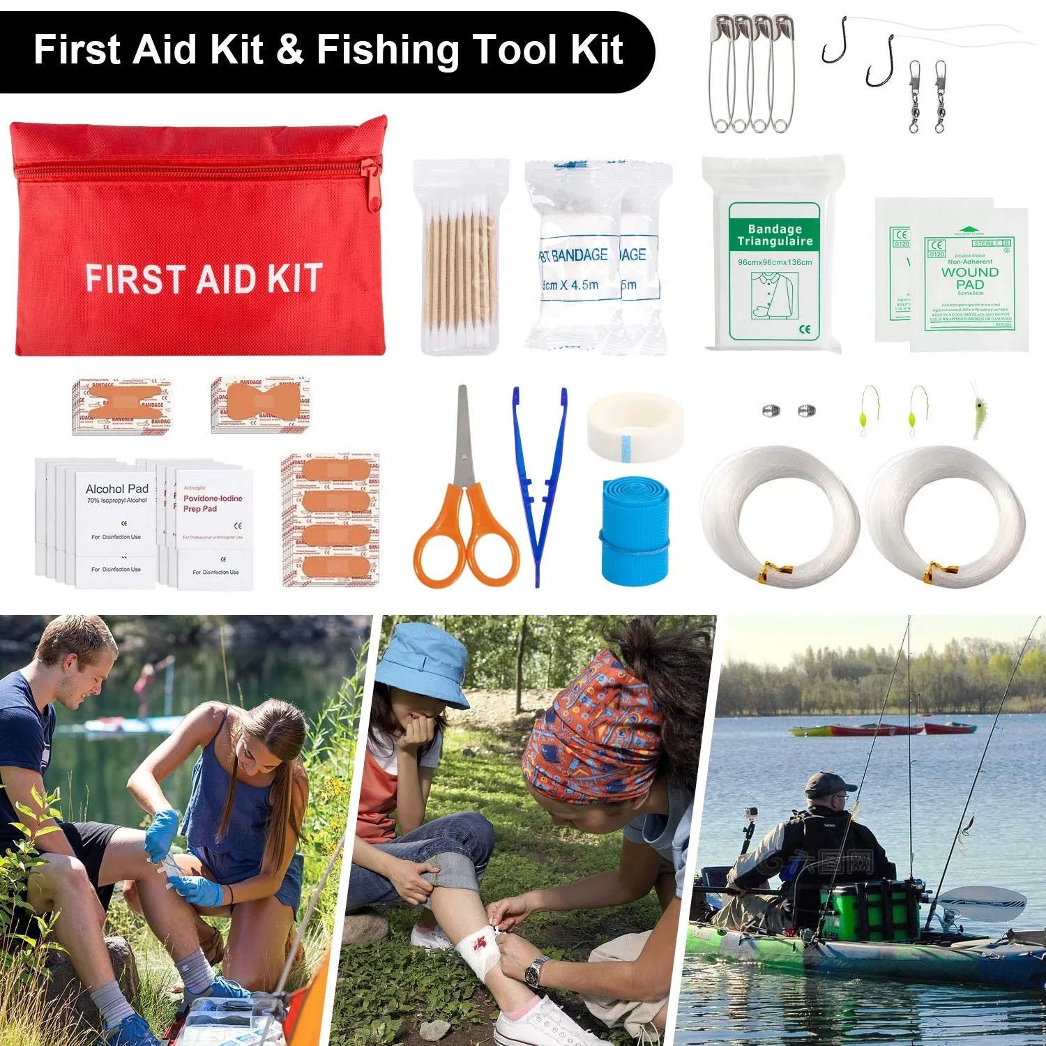 Taiker Emergency Survival Kit with 151 Pcs Survival First Aid outfit for Camping Earthquake or Adventures