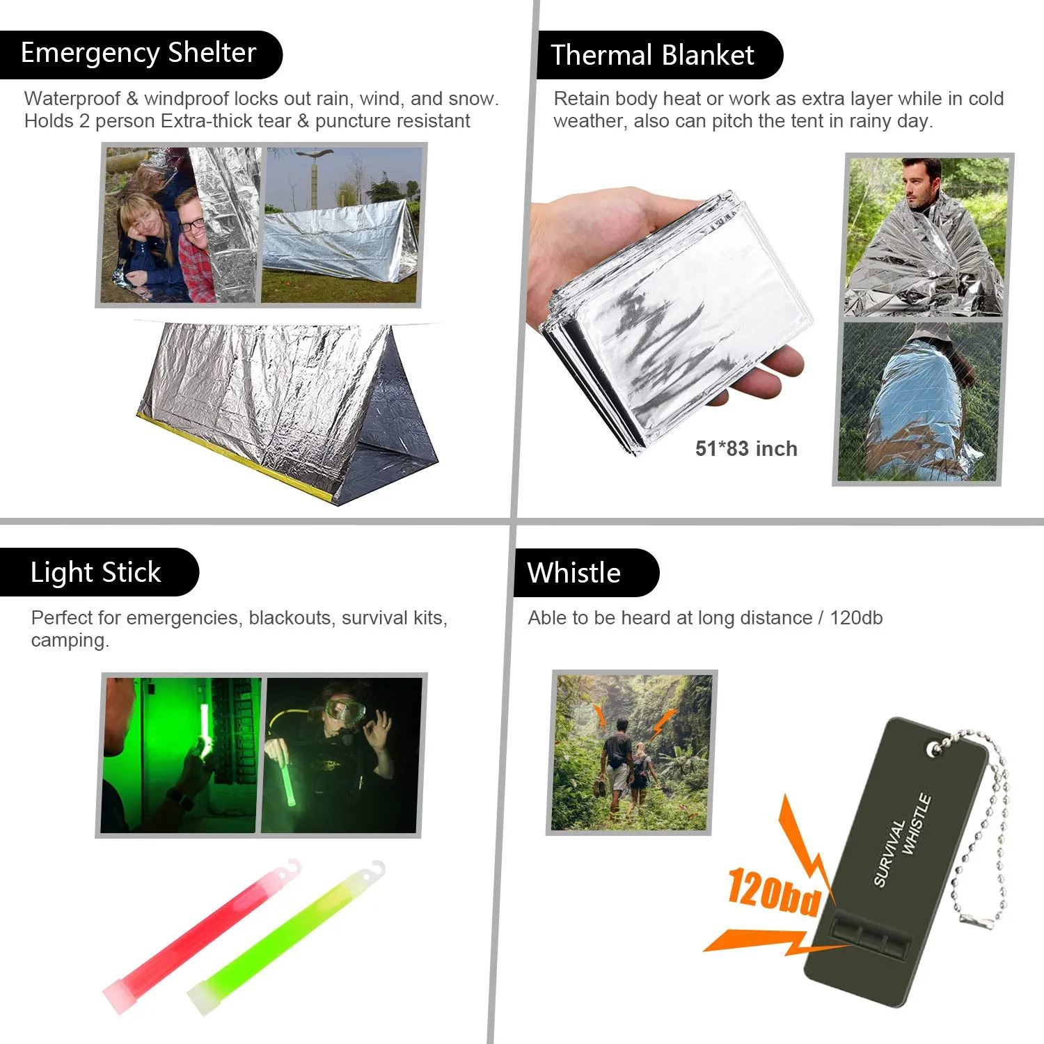 Taiker Emergency Survival Kit with 151 Pcs Survival First Aid outfit for Camping Earthquake or Adventures