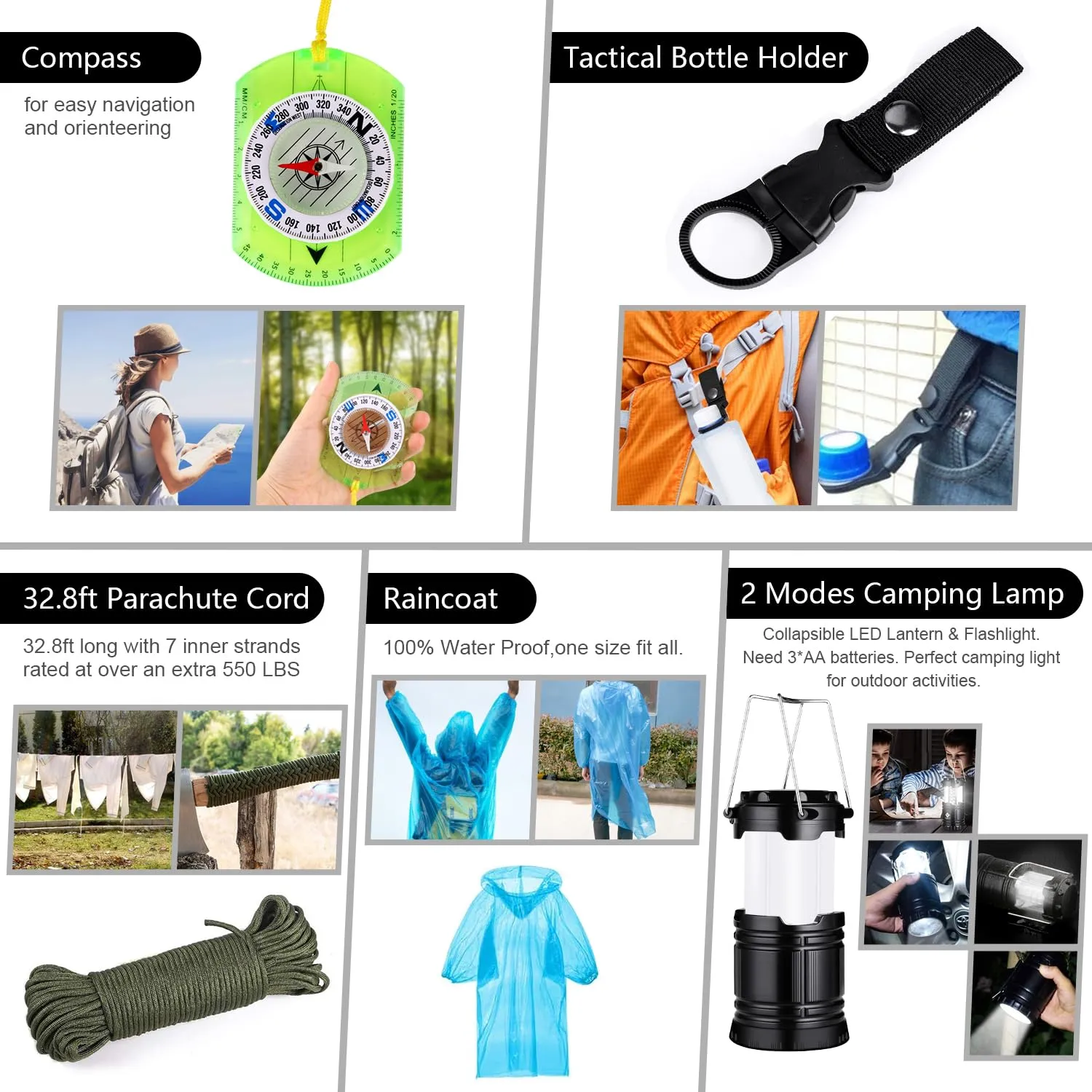 Taiker Emergency Survival Kit with 151 Pcs Survival First Aid outfit for Camping Earthquake or Adventures