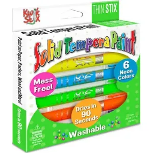 The Pencil Grip Kwik Stix Solid Tempera Paint Thin Stix NEON  - Set of 6