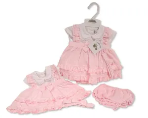 Tiered Baby Dress with Lace and Bow (NB-6m) (PK6) BIS-2120-6269