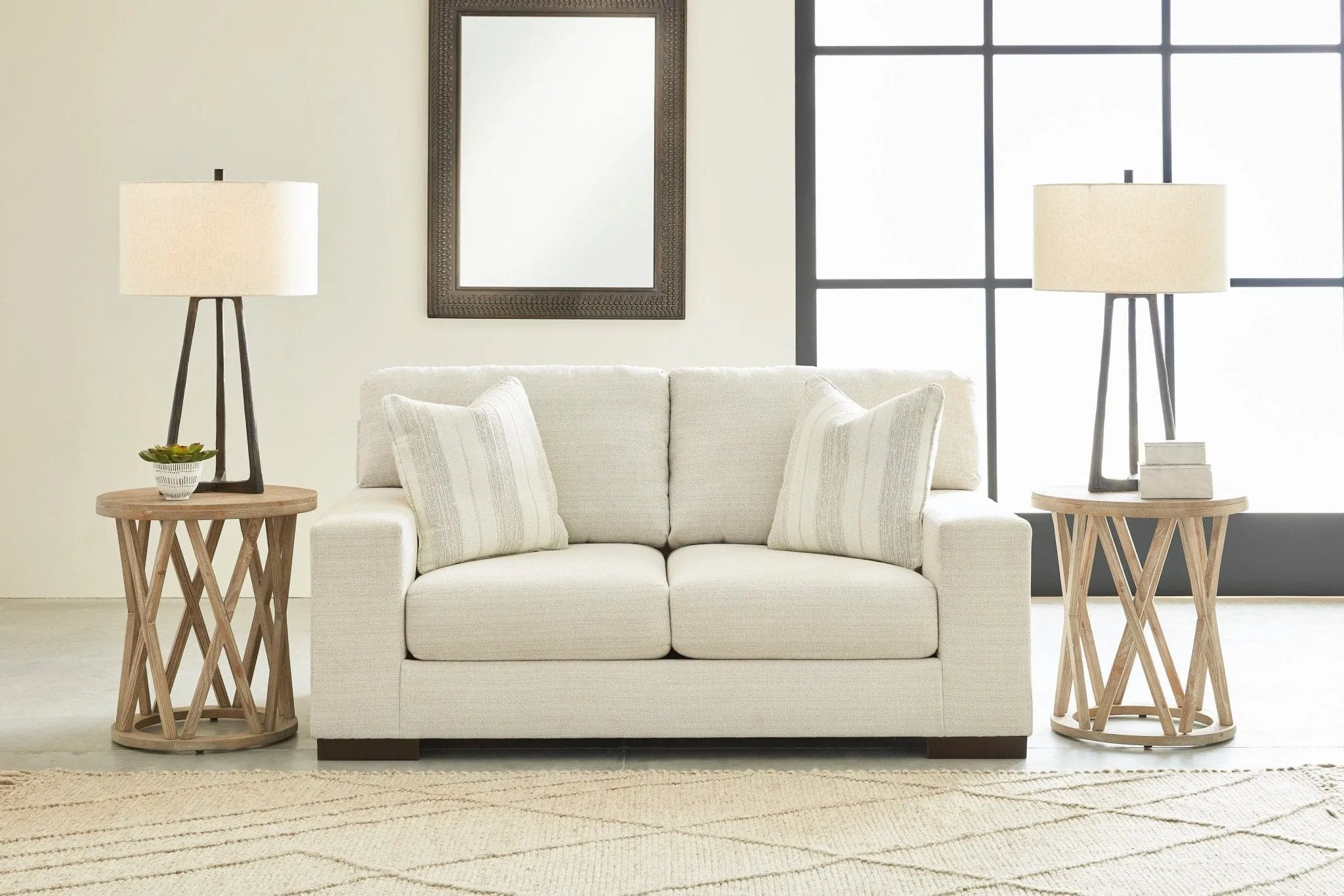 Transitional Loveseat in Light Beige