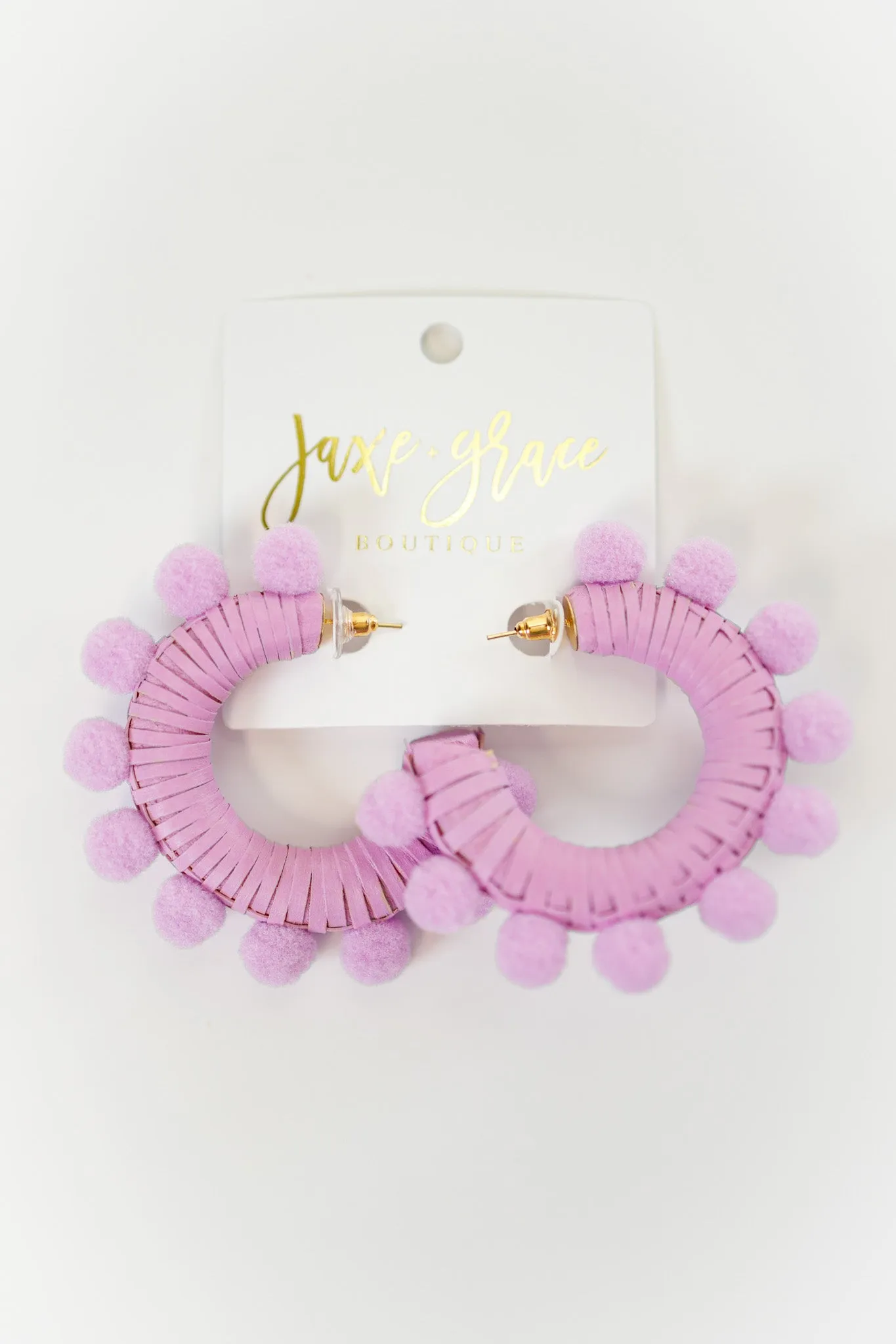 Trimmed Pompom & Rattan Hoops, VARIOUS