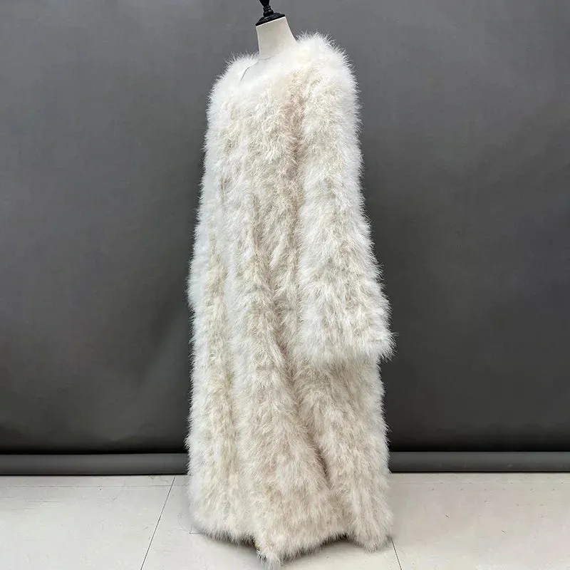 Turkey Feather Long Coat