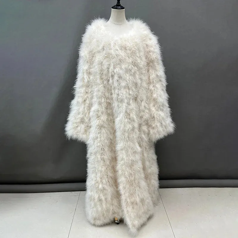 Turkey Feather Long Coat