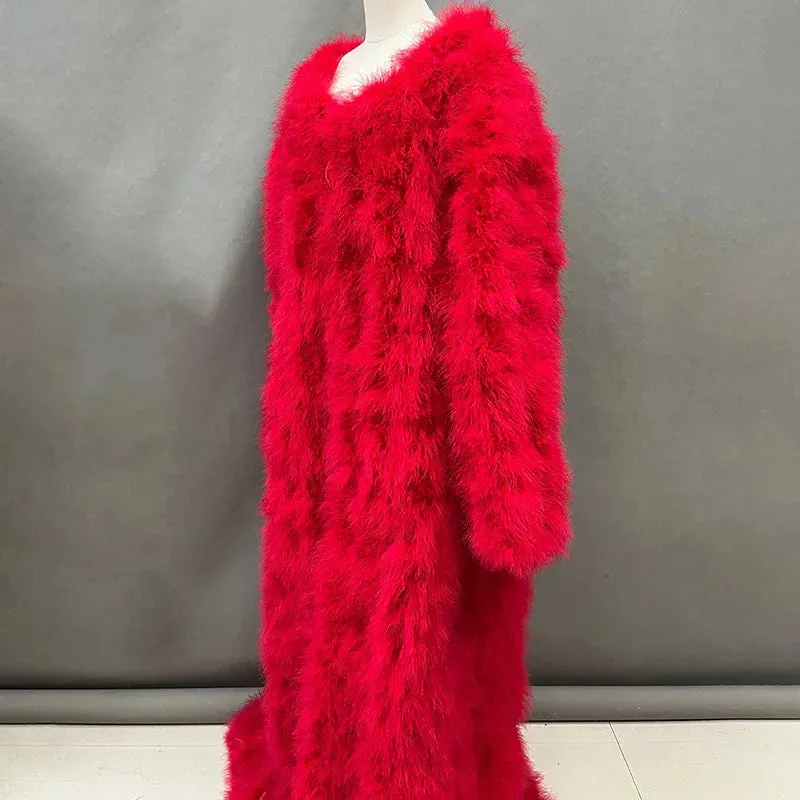 Turkey Feather Long Coat