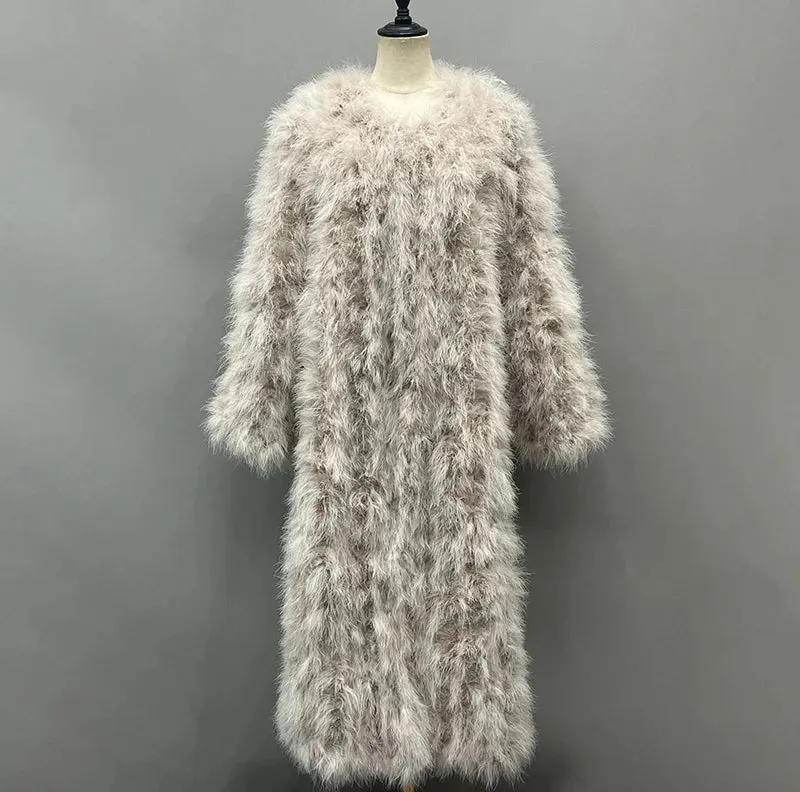 Turkey Feather Long Coat