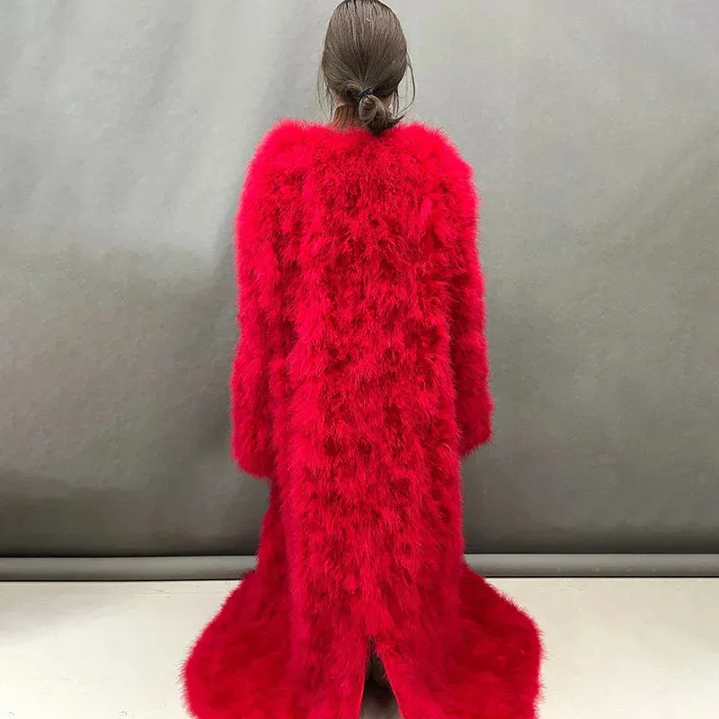 Turkey Feather Long Coat