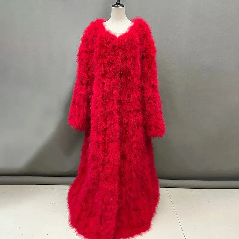 Turkey Feather Long Coat