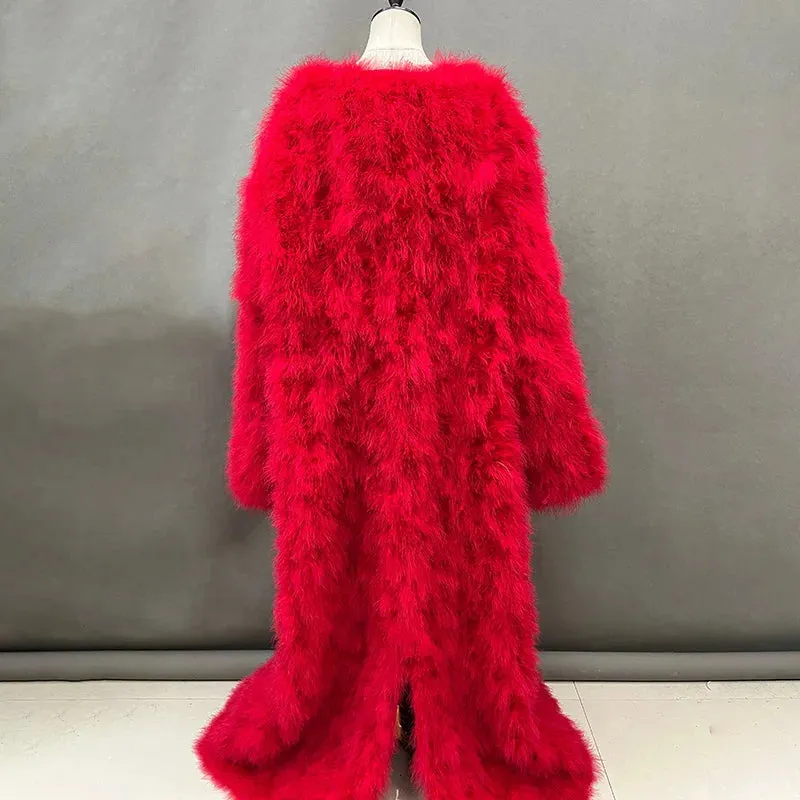 Turkey Feather Long Coat
