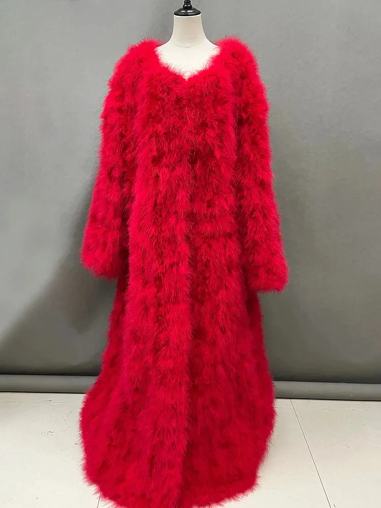 Turkey Feather Long Coat