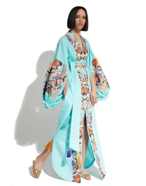 Turquoise embroidered dress
