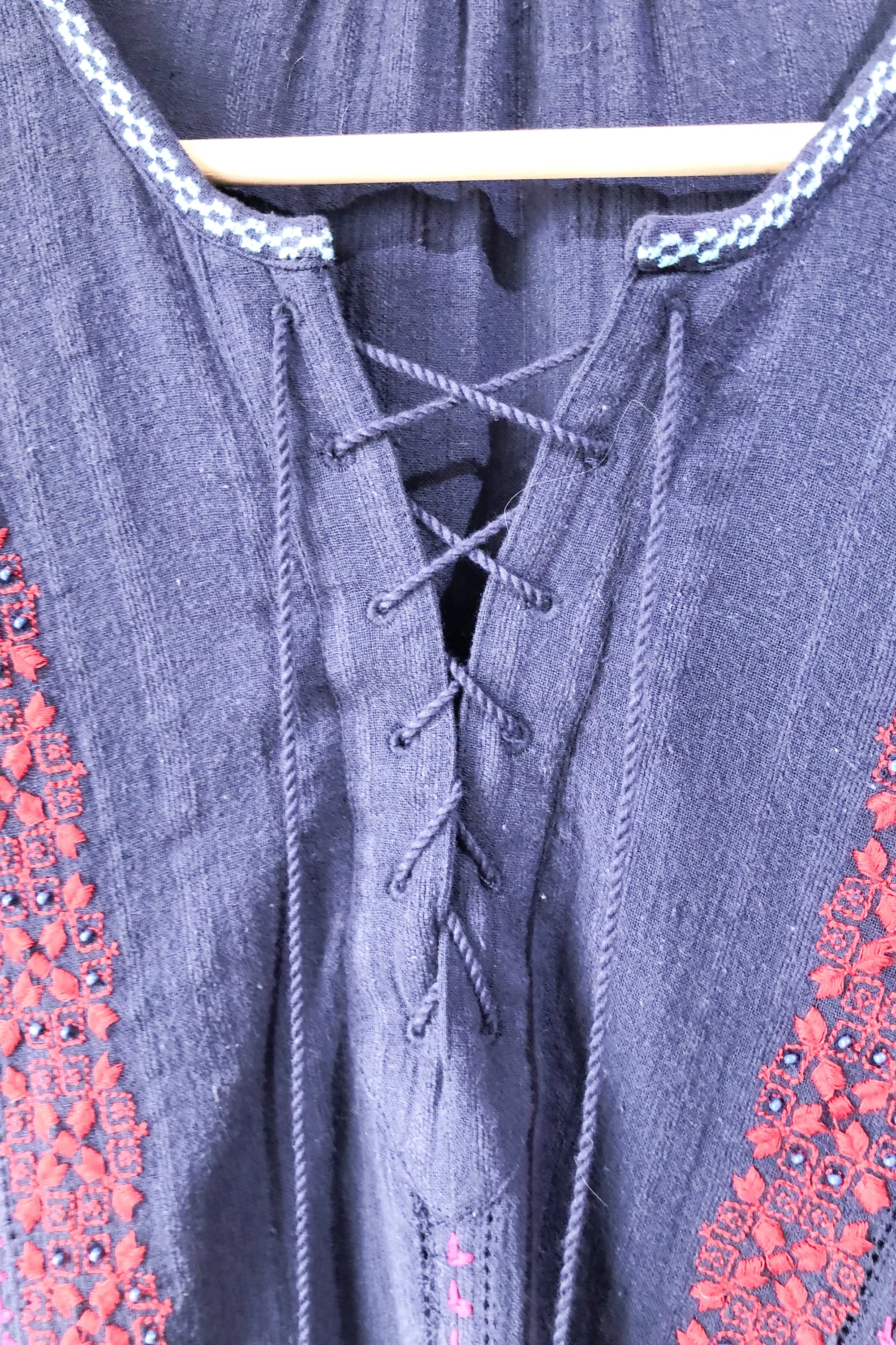 Ulla Johnson Navy & Red Embroidered Dress