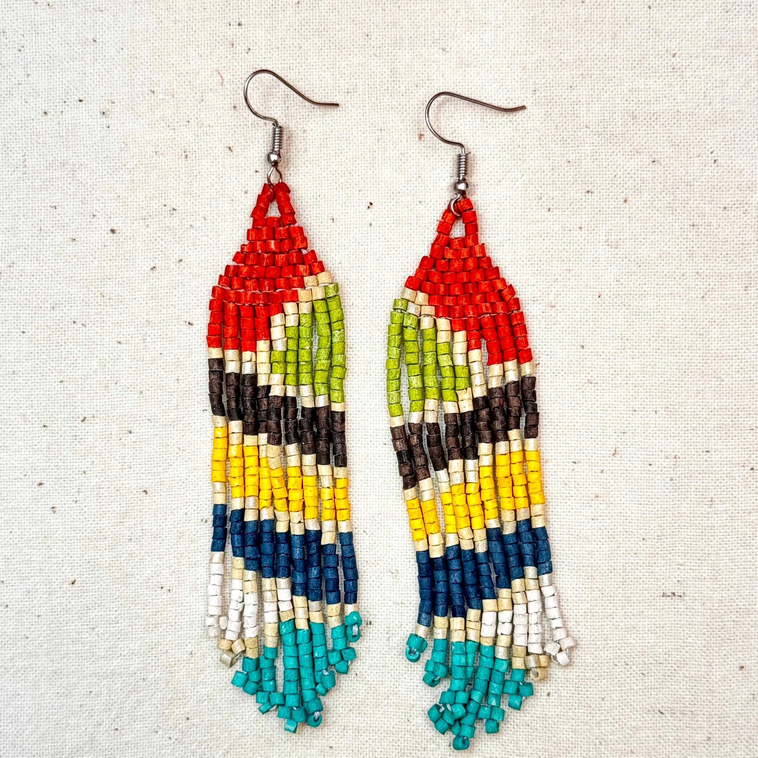 Ultra Lightweight Beaded Earrings in Picasso Inspired Design