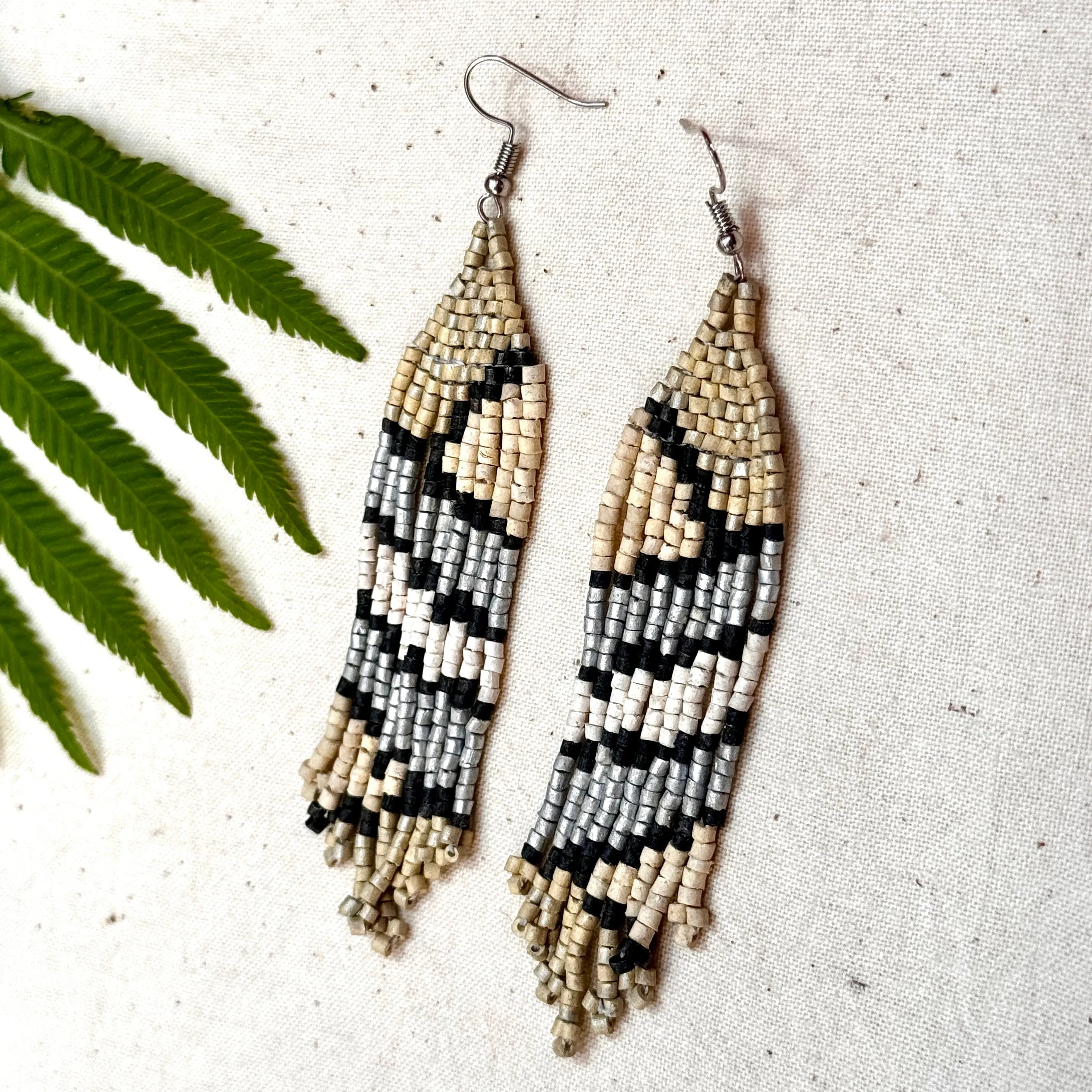 Ultra Lightweight Beaded Earrings in Picasso Inspired Design
