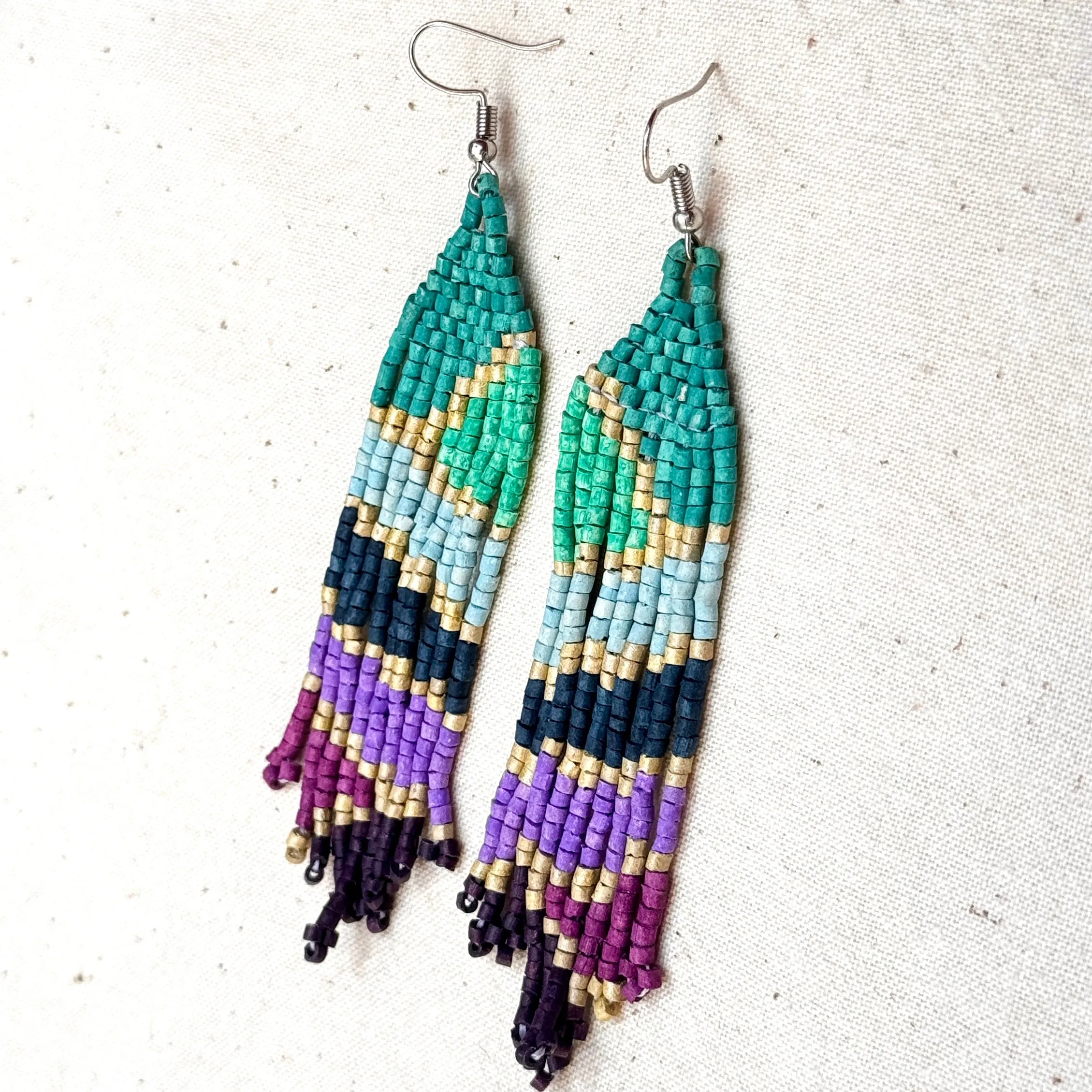 Ultra Lightweight Beaded Earrings in Picasso Inspired Design