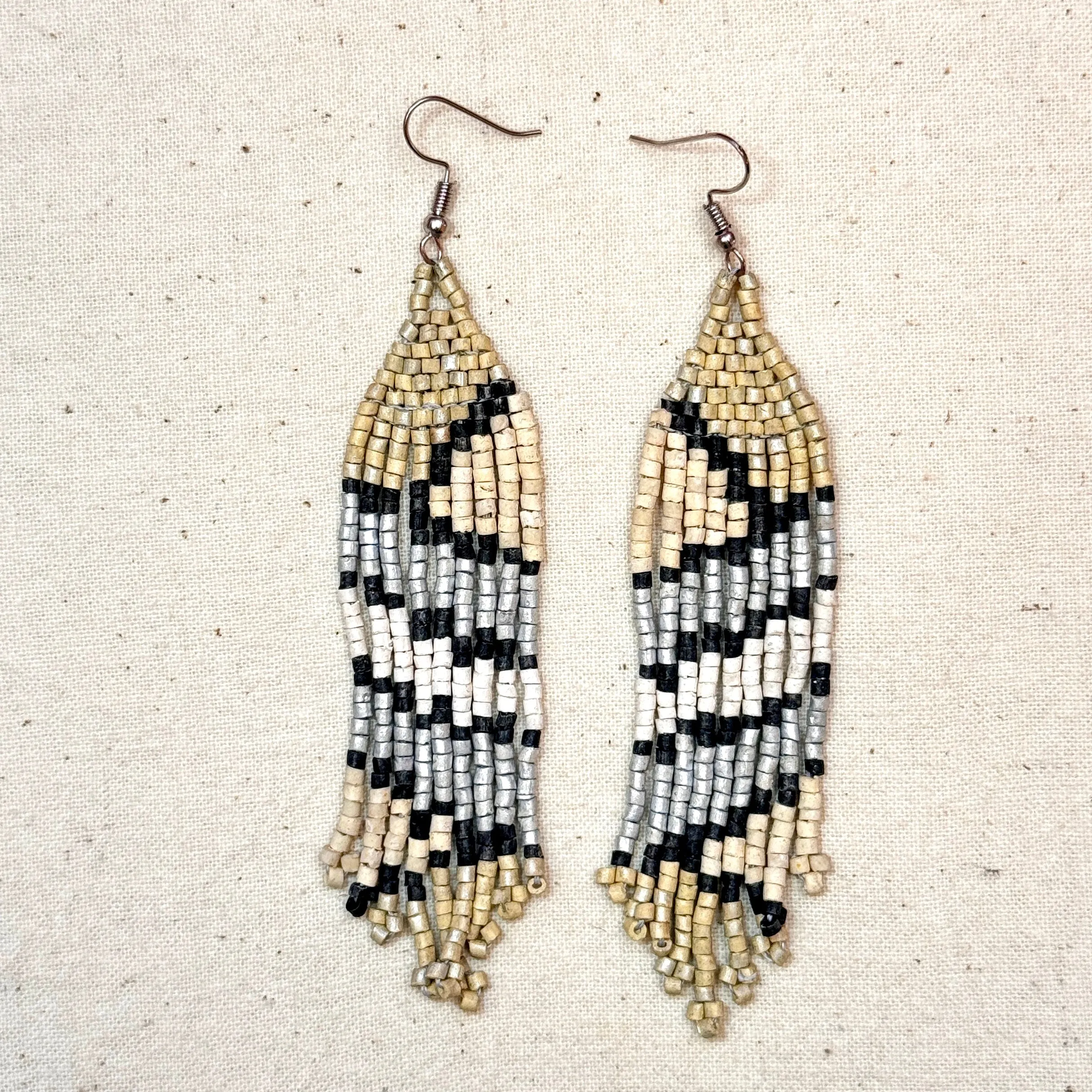 Ultra Lightweight Beaded Earrings in Picasso Inspired Design
