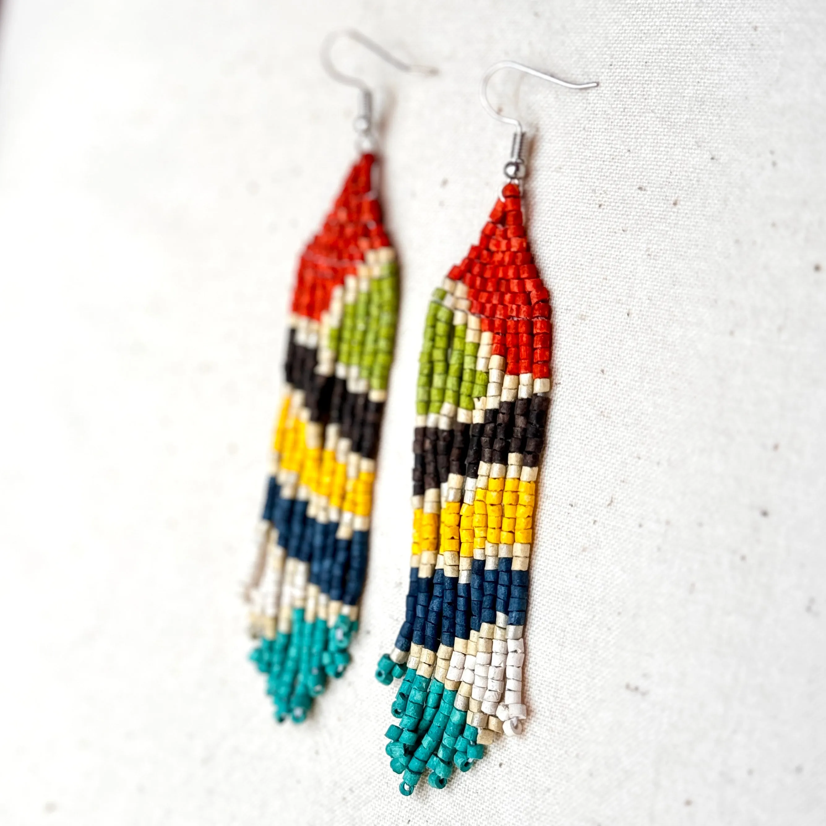 Ultra Lightweight Beaded Earrings in Picasso Inspired Design