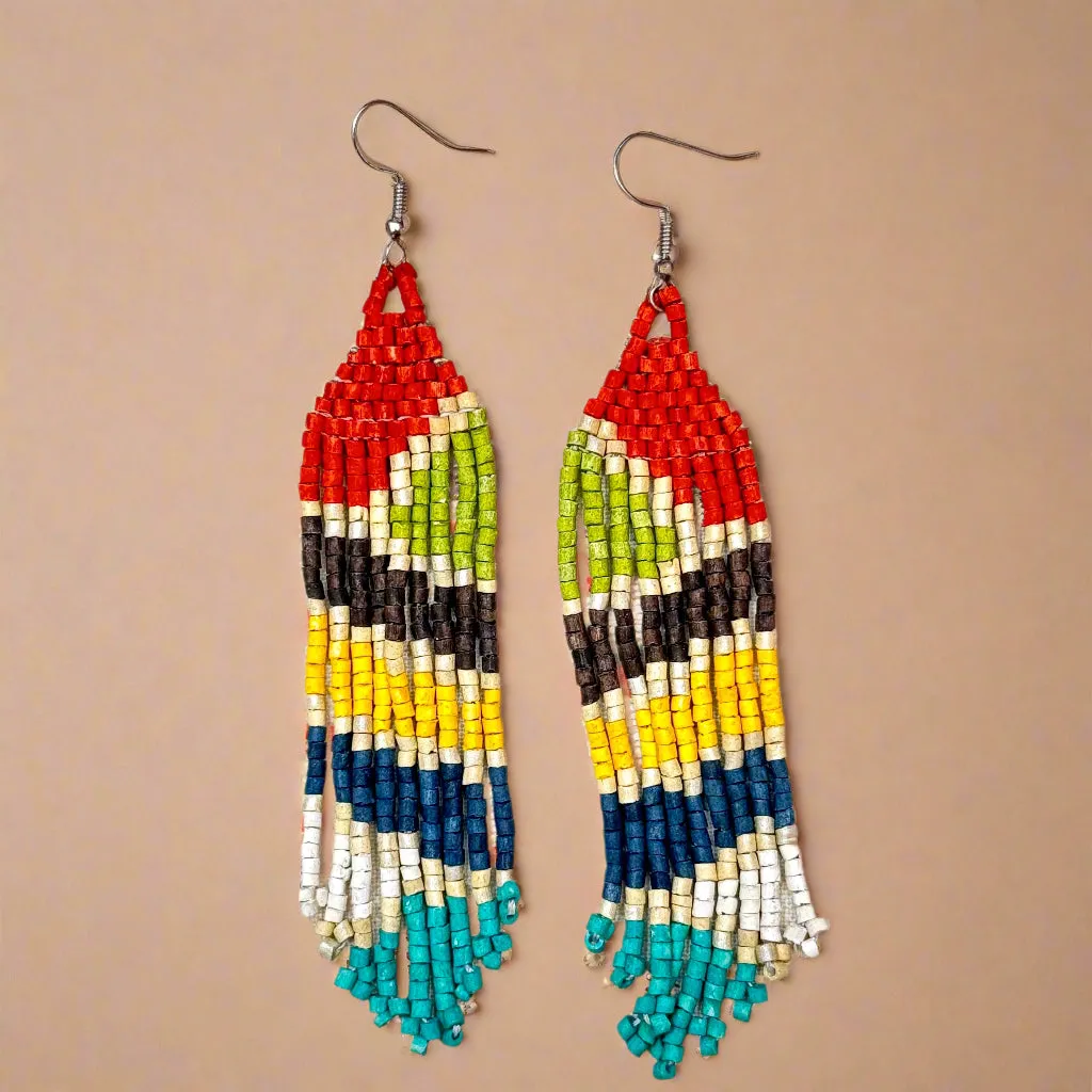 Ultra Lightweight Beaded Earrings in Picasso Inspired Design