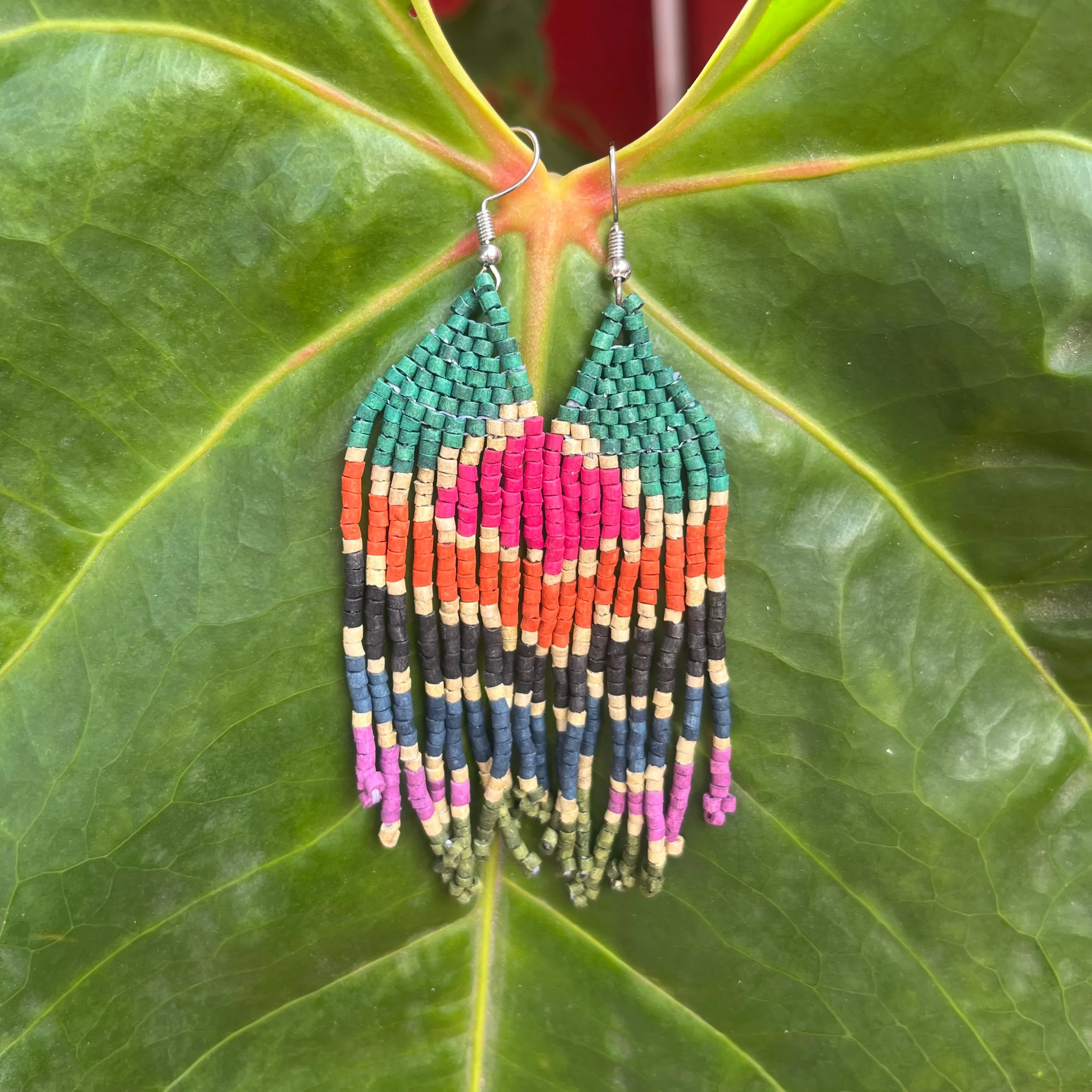 Ultra Lightweight Beaded Earrings in Picasso Inspired Design