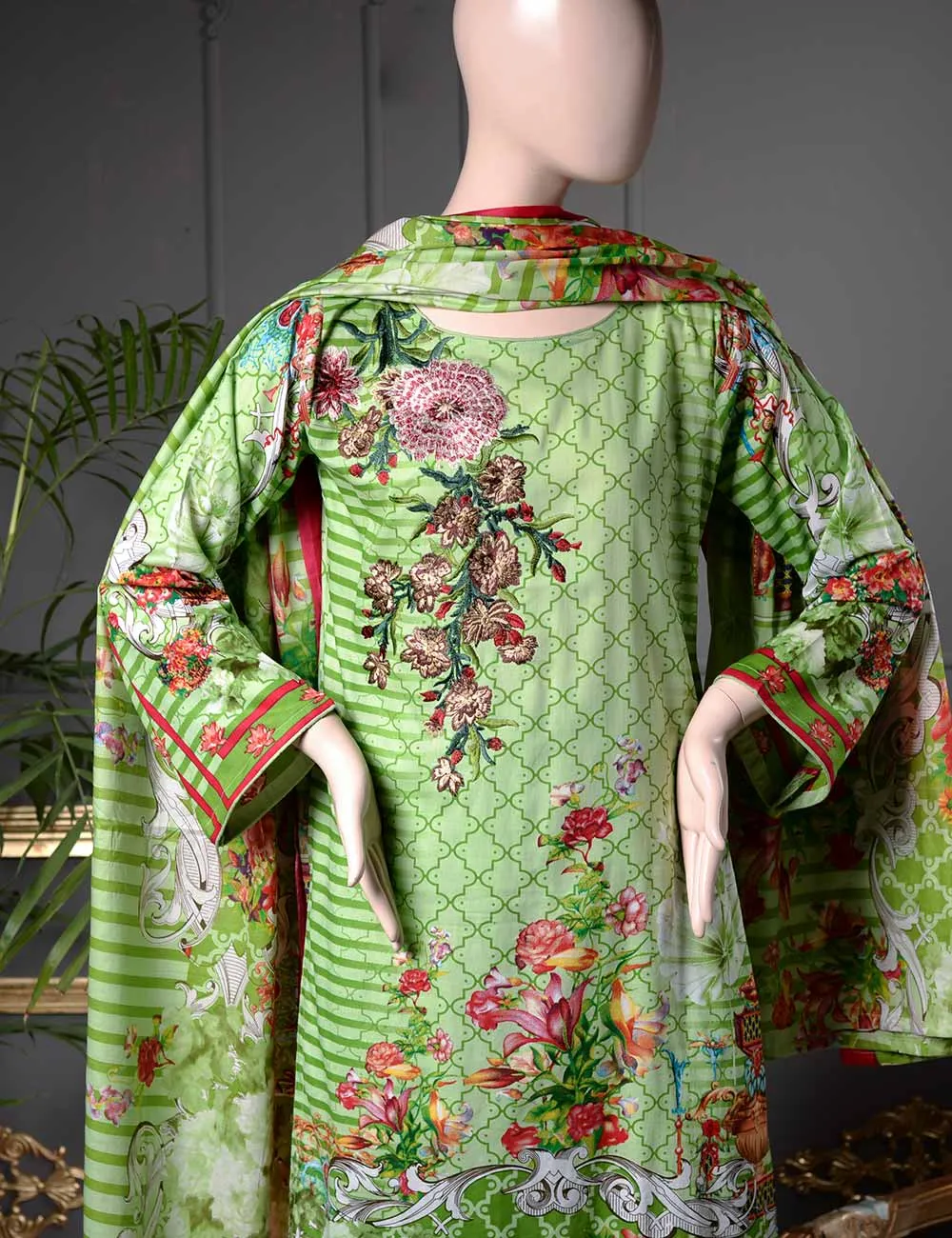 Un-stitched Embroidered Lawn (SE-4A) Whimsical Flora
